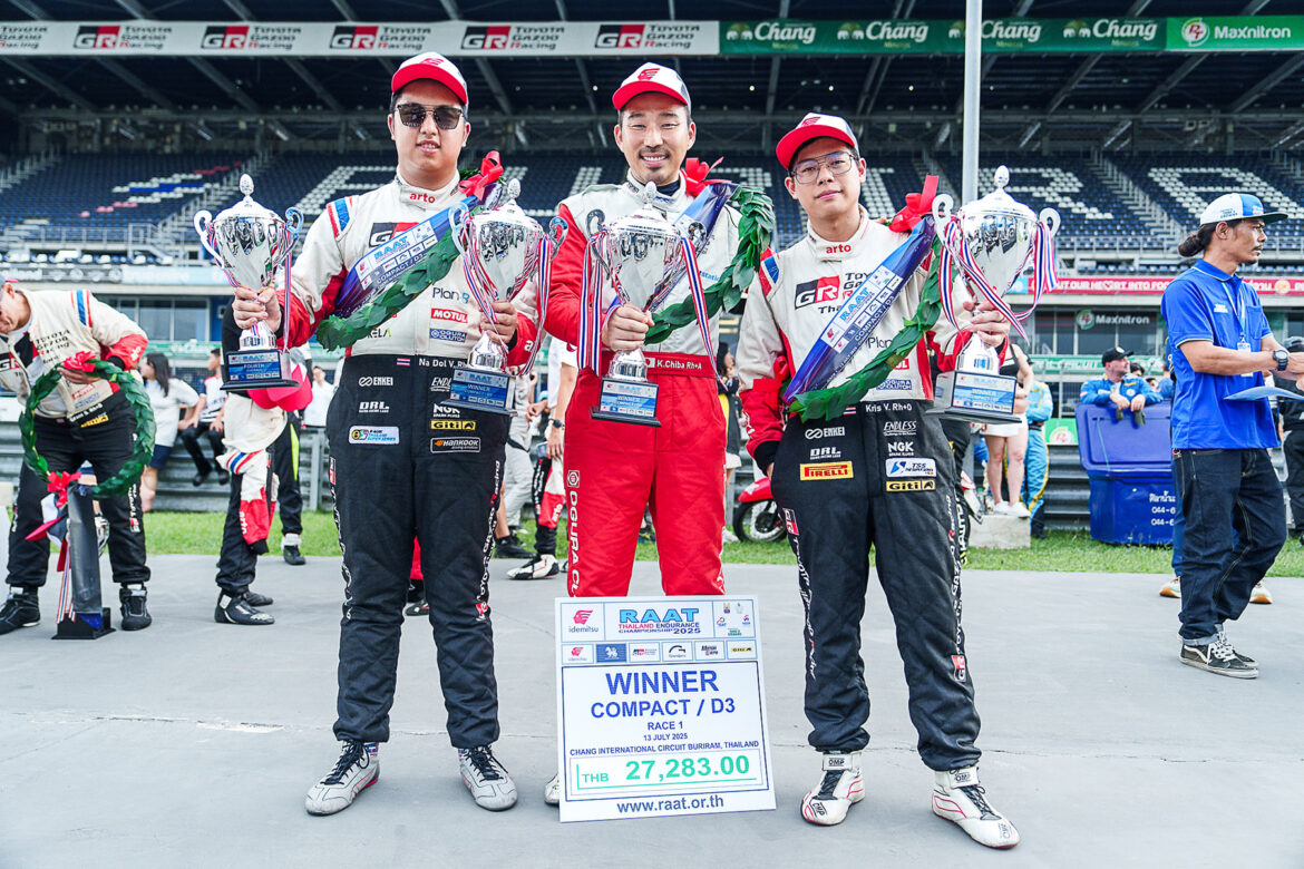 แกร่ง แรง อึด! TOYOTA GAZOO Racing Thailand กวาดแชมป์ 1-2 Overall+Touring คว้าเพิ่มที่ 1 รุ่น Compact ศึก RAAT 6 ชม. สนามช้างฯ บุรีรัมย์