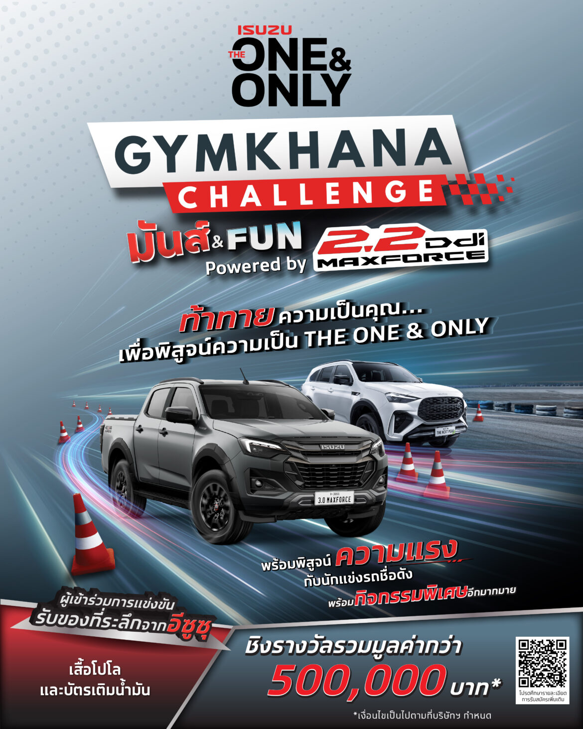 อีซูซุชวนลูกค้าร่วมเปิดประสบการณ์ขับขี่สุดมันส์ ในกิจกรรม“ISUZU THE ONE & ONLY GYMKHANA CHALLENGEมันส์ & FUN POWERED BY 2.2 DDI MAXFORCE”ลุ้นรับรางวัลมูลค่ารวมกว่า 500,000 บาท