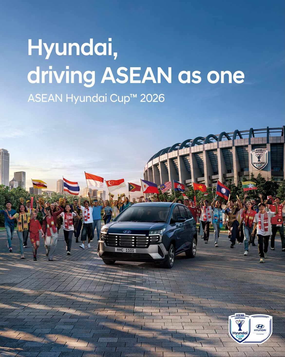 ฮุนไดจุดไฟศึกลูกหนังอาเซียน เปิดแคมเปญ “Driving ASEAN as One” รับ Hyundai Cup™ 2026 ตอกย้ำบทบาทผู้สนับสนุนหลักศึกฟุตบอลชิงแชมป์อาเซียน เชื่อมพลังแฟนบอล 11 ประเทศ พร้อมส่ง The new STARGAZER เป็นรุ่นเด่นสะท้อนพลังการเดินทางของครอบครัวยุคใหม่