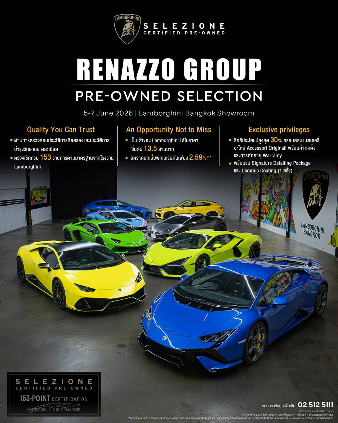 Renazzo Group Pre-owned Selection 2026 มหกรรมซื้อขายรถลัมโบร์กินีและรถพรีเมียมที่ใหญ่ที่สุดในประเทศไทย