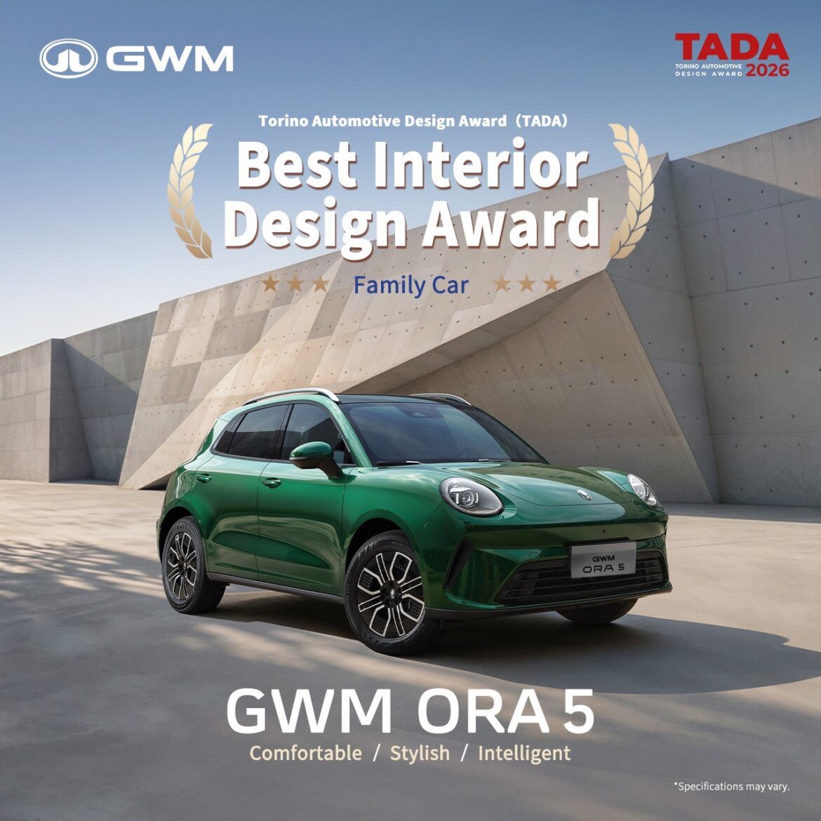  GWM ORA 5 และ TANK 300 คว้า 2 รางวัลใหญ่จากเวที Torino Automotive Design Award 2026 ตอกย้ำความสำเร็จบุกตลาดยุโรป