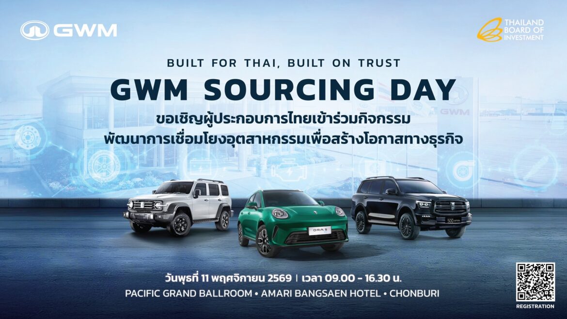 GWM เชื่อมั่นศักยภาพไทย ลุยยกระดับฐานการผลิตและสนับสนุนผู้ผลิตชิ้นส่วนในประเทศ ครอบคลุมทุกระบบขับเคลื่อน สานต่อความยั่งยืนของฐานการผลิตรถยนต์ในทุกขุมพลัง
