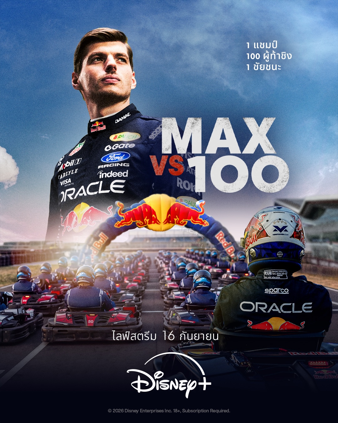 Disney+ จับมือ ESPN และ Red Bull นำเสนอ “Max vs 100” ถ่ายทอดสดศึกท้าความเร็วครั้งประวัติศาสตร์ 16 กันยายนนี้!